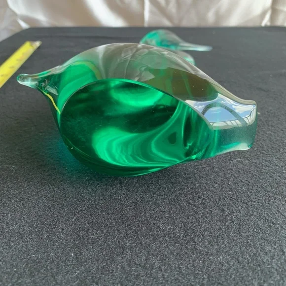 Handmade Vintage Teal Blue Vintage Glass Bird Sculpture